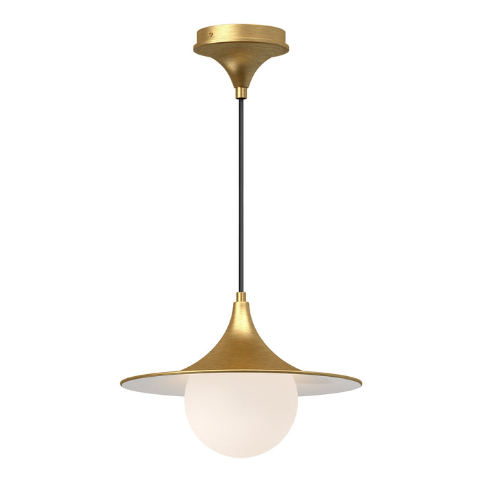 Fuji One Light Pendant Brushed Gold/Opal Matte Glass-Pendants-Alora-Lighting Design Store
