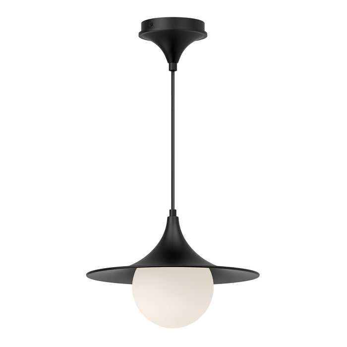 Fuji One Light Pendant Matte Black/Opal Matte Glass-Pendants-Alora-Lighting Design Store
