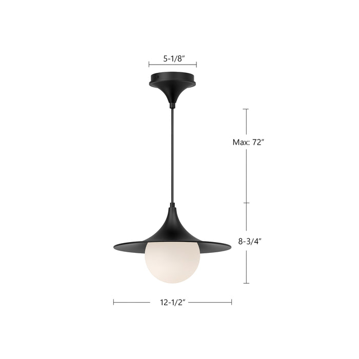 Fuji One Light Pendant Matte Black/Opal Matte Glass-Pendants-Alora-Lighting Design Store