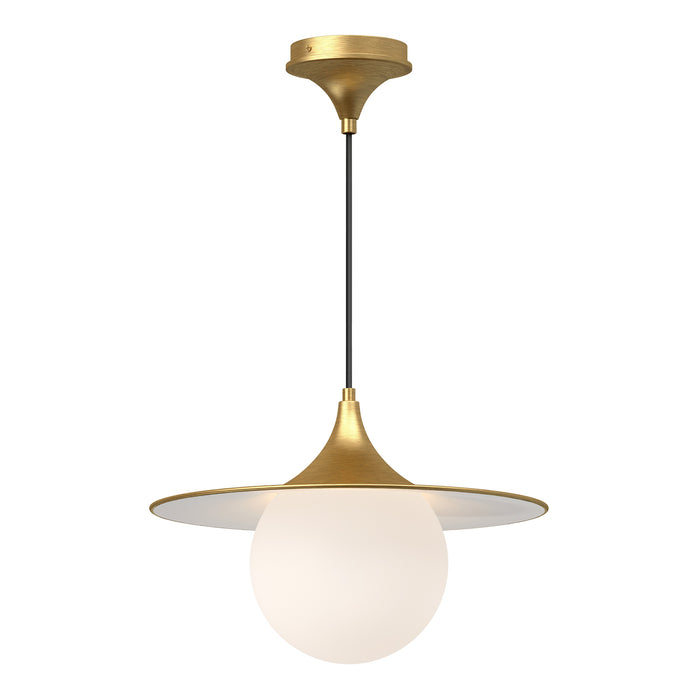 Fuji One Light Pendant Brushed Gold/Opal Matte Glass-Pendants-Alora-Lighting Design Store