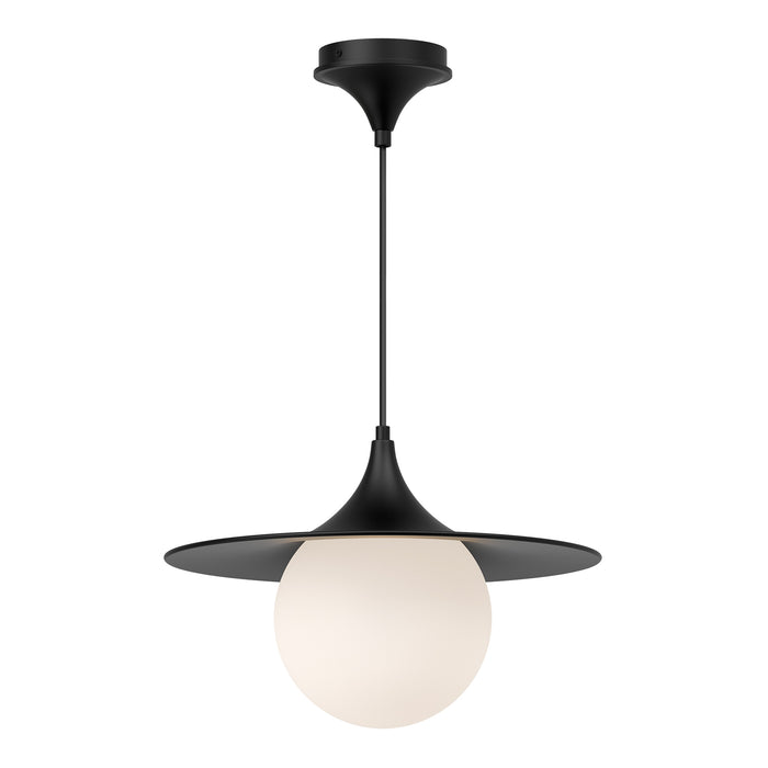 Fuji One Light Pendant Matte Black/Opal Matte Glass-Pendants-Alora-Lighting Design Store