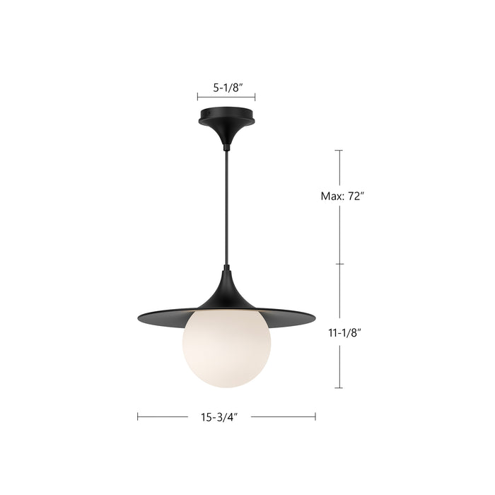 Fuji One Light Pendant Matte Black/Opal Matte Glass-Pendants-Alora-Lighting Design Store