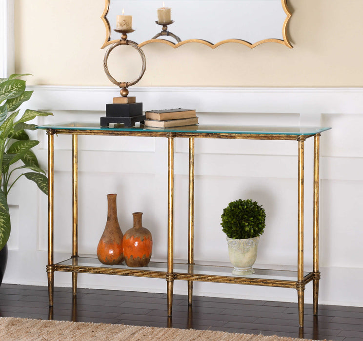 Elenio Console Table Gold Leafed-Furniture-Uttermost-Lighting Design Store