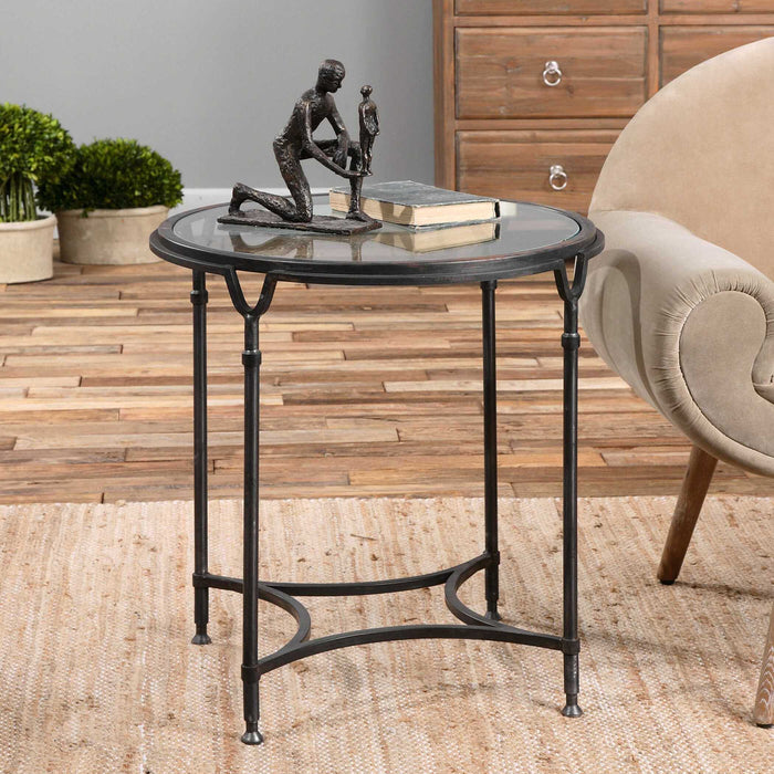 Samson Side Table Black w/ Silver-Furniture-Uttermost-Lighting Design Store