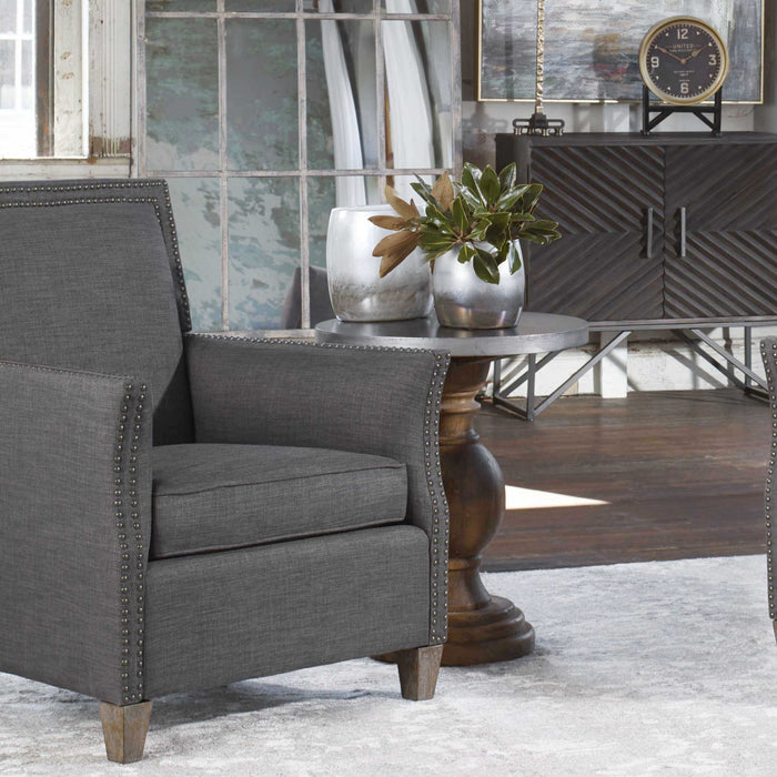 Blythe Accent Table Aluminum/Weathered Fir Wood-Furniture-Uttermost-Lighting Design Store