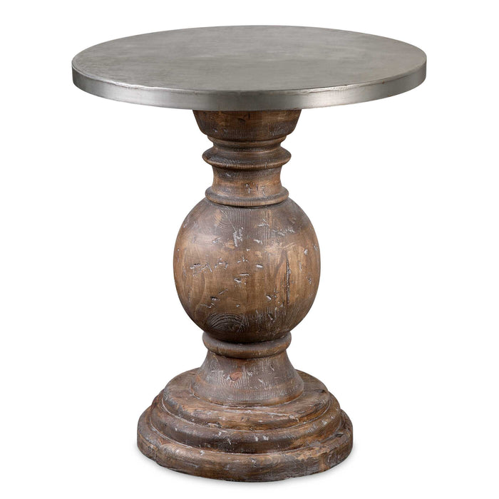 Blythe Accent Table Aluminum/Weathered Fir Wood-Furniture-Uttermost-Lighting Design Store
