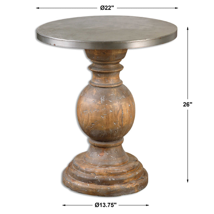 Blythe Accent Table Aluminum/Weathered Fir Wood-Furniture-Uttermost-Lighting Design Store