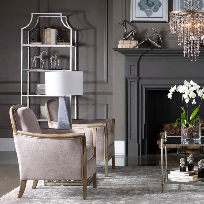 Aurelie Etagere Silver Leafed Iron w/ Clear-Furniture-Uttermost-Lighting Design Store