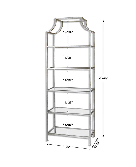 Aurelie Etagere Silver Leafed Iron w/ Clear-Furniture-Uttermost-Lighting Design Store