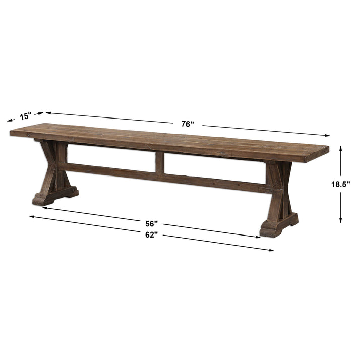Stratford Bench Distressed Patina-Furniture-Uttermost-Lighting Design Store