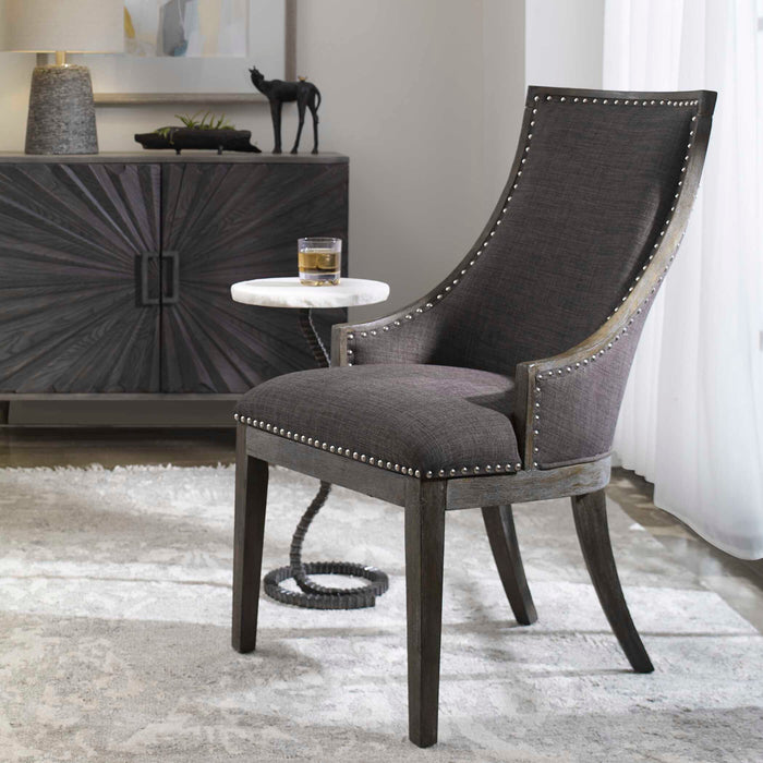 Aidrian Accent Chair Charcoal Gray-Furniture-Uttermost-Lighting Design Store