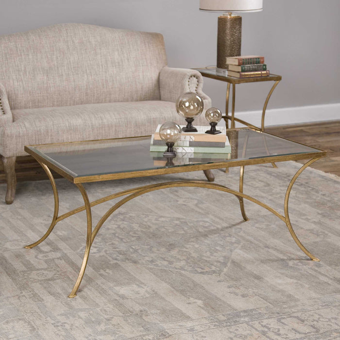 Alayna Coffee Table Antiqued Gold Leaf-Furniture-Uttermost-Lighting Design Store