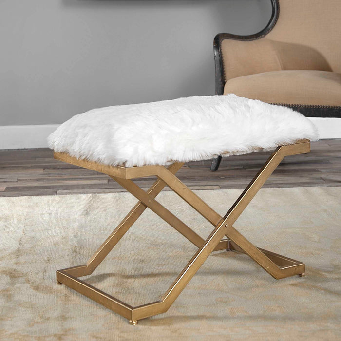 Farran Bench Antiqued Gold Leaf-Furniture-Uttermost-Lighting Design Store