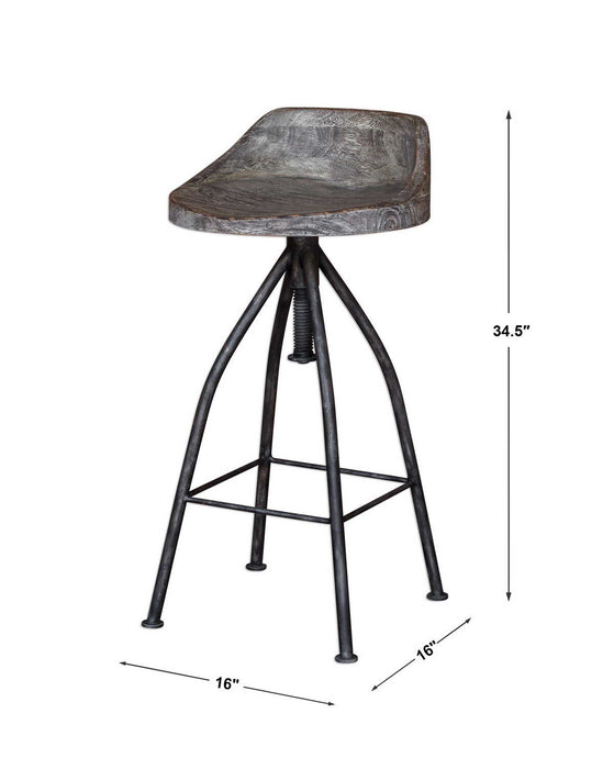 Kairu Bar Stool Gray Glazed-Furniture-Uttermost-Lighting Design Store