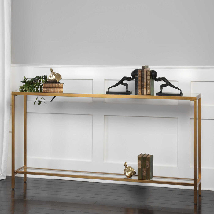 Hayley Console Table Antiqued Gold Leaf-Furniture-Uttermost-Lighting Design Store