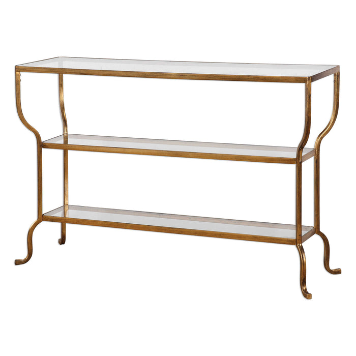 Deline Console Table Antiqued Gold-Furniture-Uttermost-Lighting Design Store