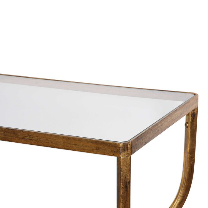 Deline Console Table Antiqued Gold-Furniture-Uttermost-Lighting Design Store