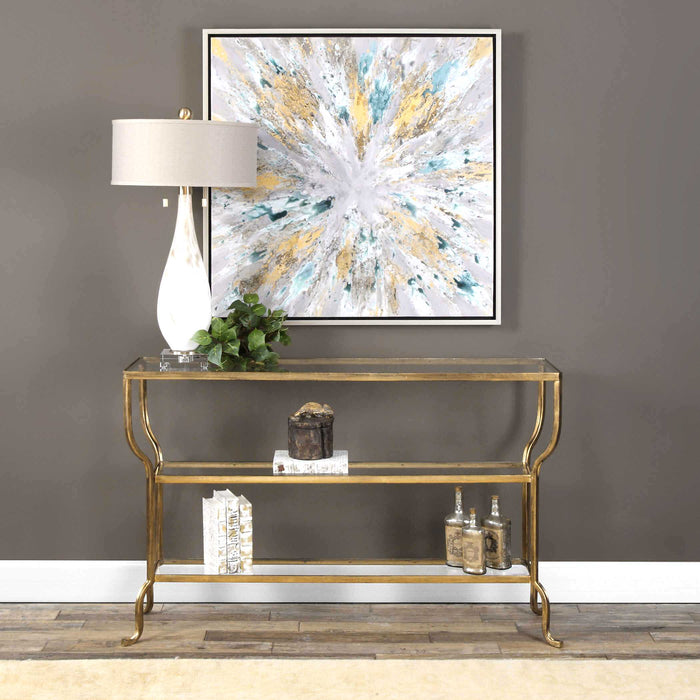 Deline Console Table Antiqued Gold-Furniture-Uttermost-Lighting Design Store