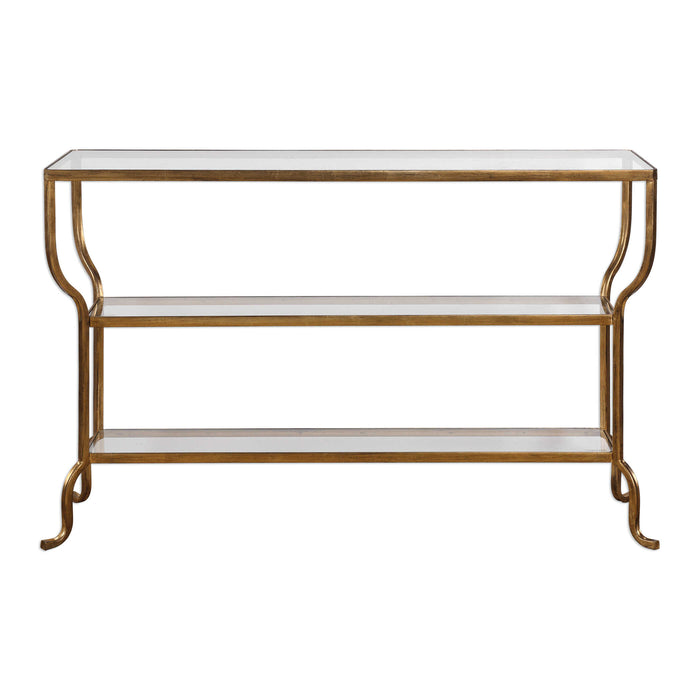 Deline Console Table Antiqued Gold-Furniture-Uttermost-Lighting Design Store