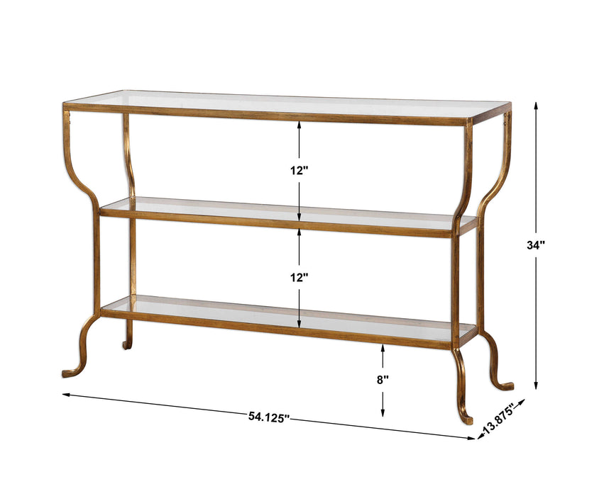 Deline Console Table Antiqued Gold-Furniture-Uttermost-Lighting Design Store