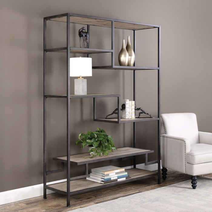 Sherwin Etagere Aged Black-Furniture-Uttermost-Lighting Design Store