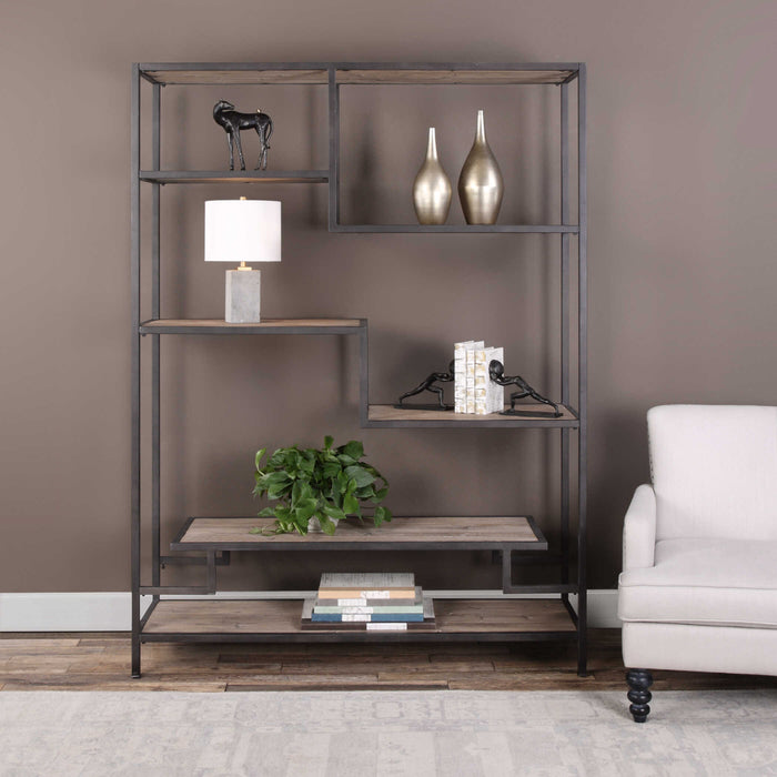 Sherwin Etagere Aged Black-Furniture-Uttermost-Lighting Design Store
