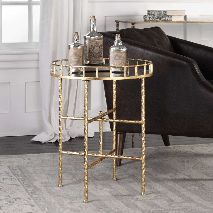 Tilly Accent Table Bright Gold Leaf-Furniture-Uttermost-Lighting Design Store
