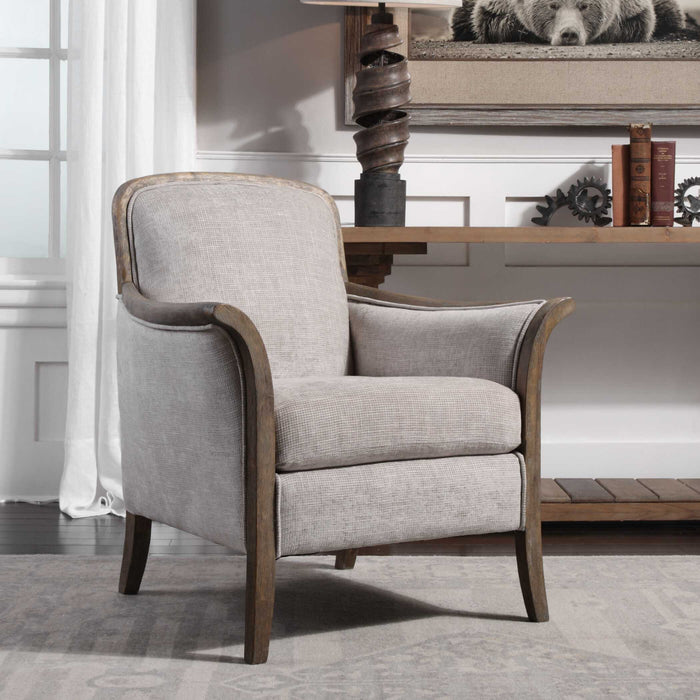 Brittoney Arm Chair Pecan-Furniture-Uttermost-Lighting Design Store