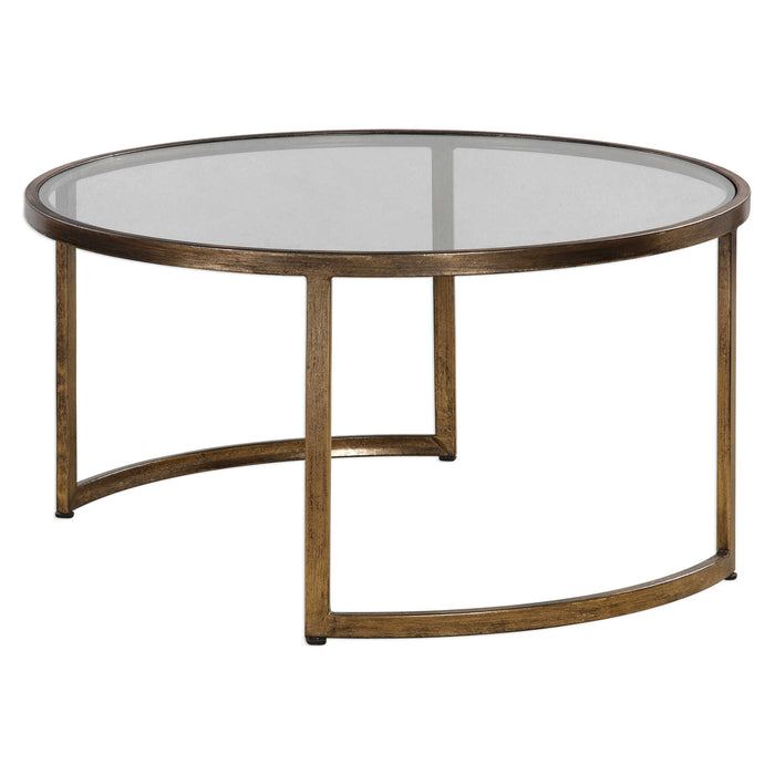 Rhea Coffee Tables S/2 Antiqued Gold Leaf-Furniture-Uttermost-Lighting Design Store
