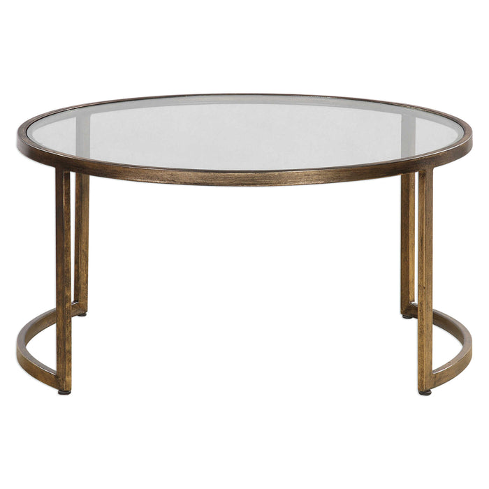 Rhea Coffee Tables S/2 Antiqued Gold Leaf-Furniture-Uttermost-Lighting Design Store