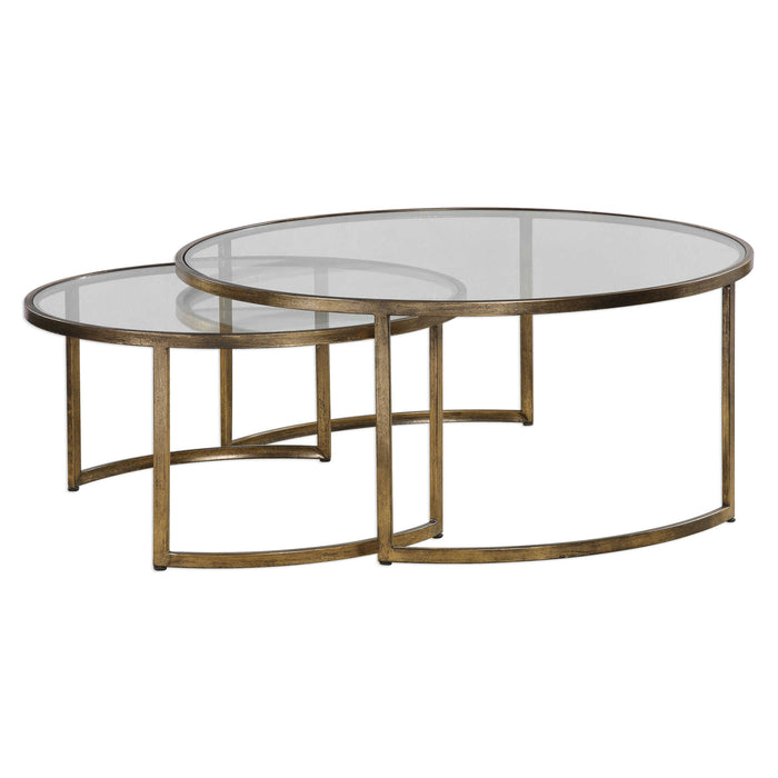 Rhea Coffee Tables S/2 Antiqued Gold Leaf-Furniture-Uttermost-Lighting Design Store