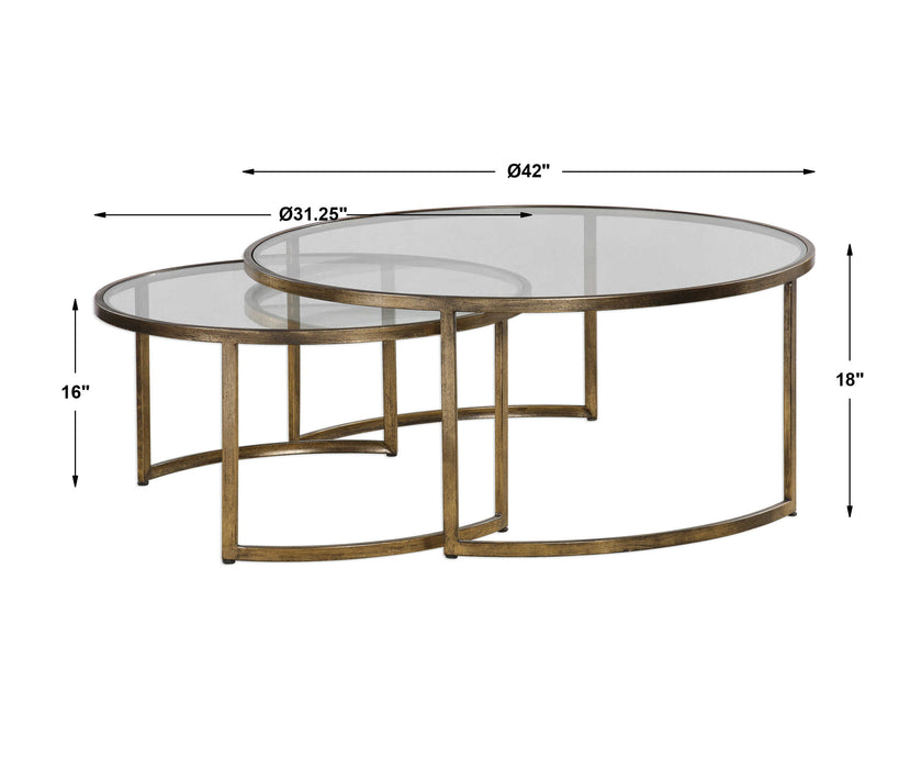 Rhea Coffee Tables S/2 Antiqued Gold Leaf-Furniture-Uttermost-Lighting Design Store
