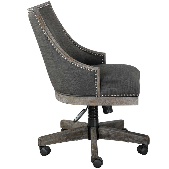 Aidrian Desk Chair Polished Nickel-Furniture-Uttermost-Lighting Design Store