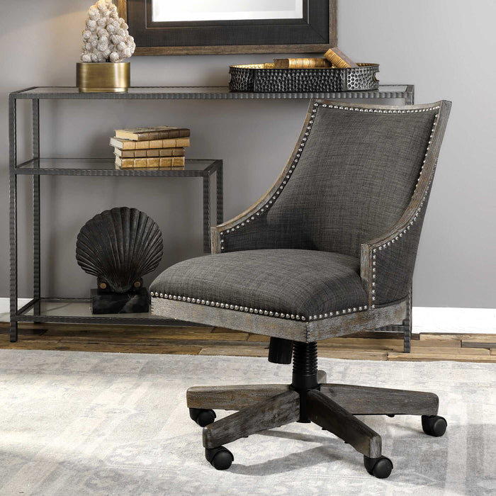 Aidrian Desk Chair Polished Nickel-Furniture-Uttermost-Lighting Design Store