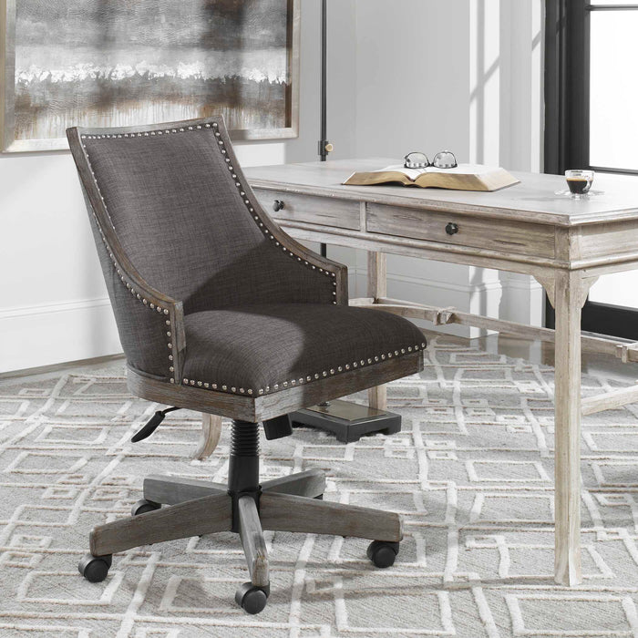 Aidrian Desk Chair Polished Nickel-Furniture-Uttermost-Lighting Design Store