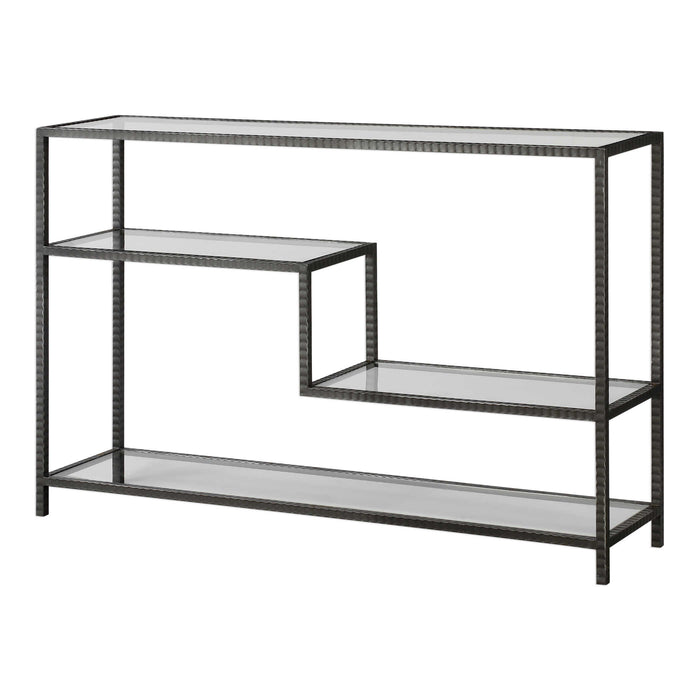 Leo Console Table Aged Gunmetal-Furniture-Uttermost-Lighting Design Store