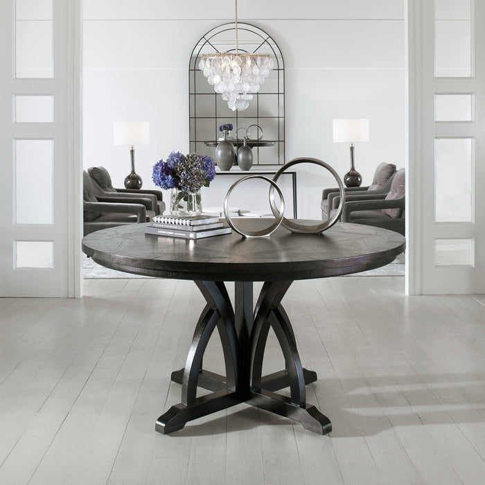 Maiva Dining Table Weathered Black-Furniture-Uttermost-Lighting Design Store