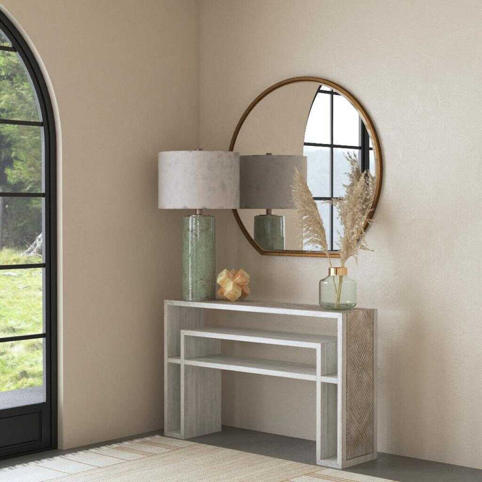 Genara Console Table Aged Bone White Over Mahogany-Furniture-Uttermost-Lighting Design Store