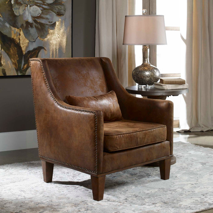 Clay Arm Chair Antiqued Brass-Furniture-Uttermost-Lighting Design Store