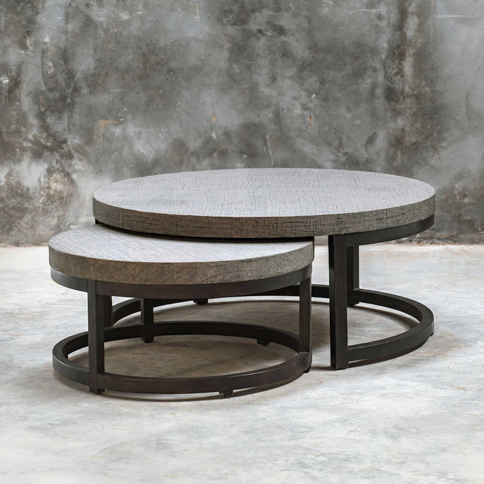 Aiyara Nesting Tables, Set/2 Rubbed Black Coffee-Furniture-Uttermost-Lighting Design Store
