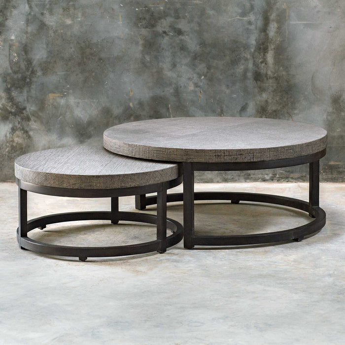 Aiyara Nesting Tables, Set/2 Rubbed Black Coffee-Furniture-Uttermost-Lighting Design Store