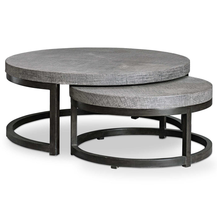 Aiyara Nesting Tables, Set/2 Rubbed Black Coffee-Furniture-Uttermost-Lighting Design Store