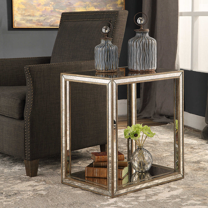 Julie End Table Burnished Antique Gold-Furniture-Uttermost-Lighting Design Store