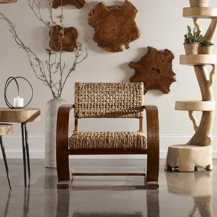 Rehema Accent Chair Natural Woven Banana-Furniture-Uttermost-Lighting Design Store