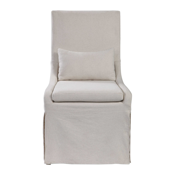 Coley Arm Chair Off White Linen-Furniture-Uttermost-Lighting Design Store