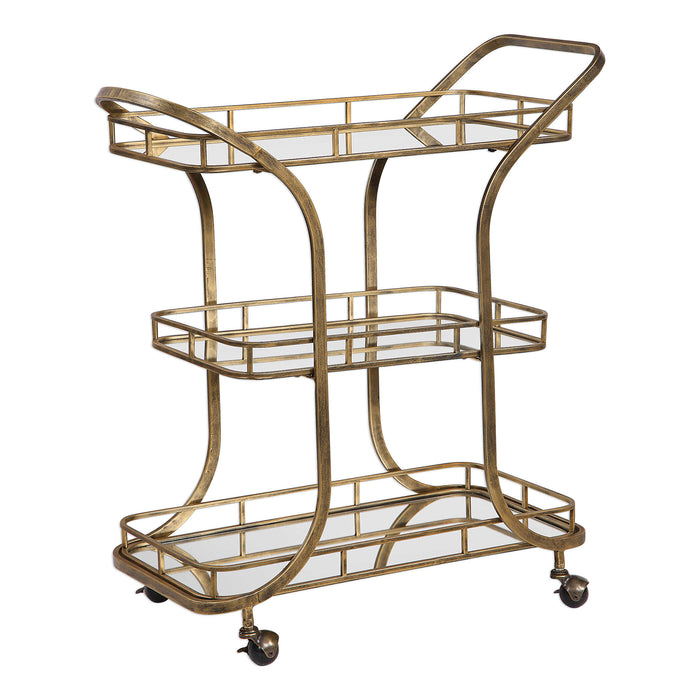 Stassi Serving Cart Antiqued Gold-Furniture-Uttermost-Lighting Design Store