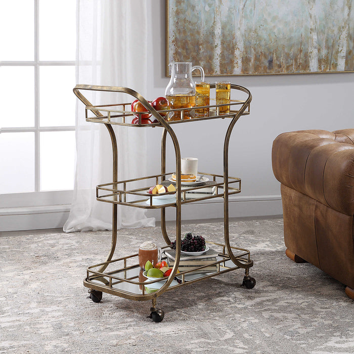 Stassi Serving Cart Antiqued Gold-Furniture-Uttermost-Lighting Design Store