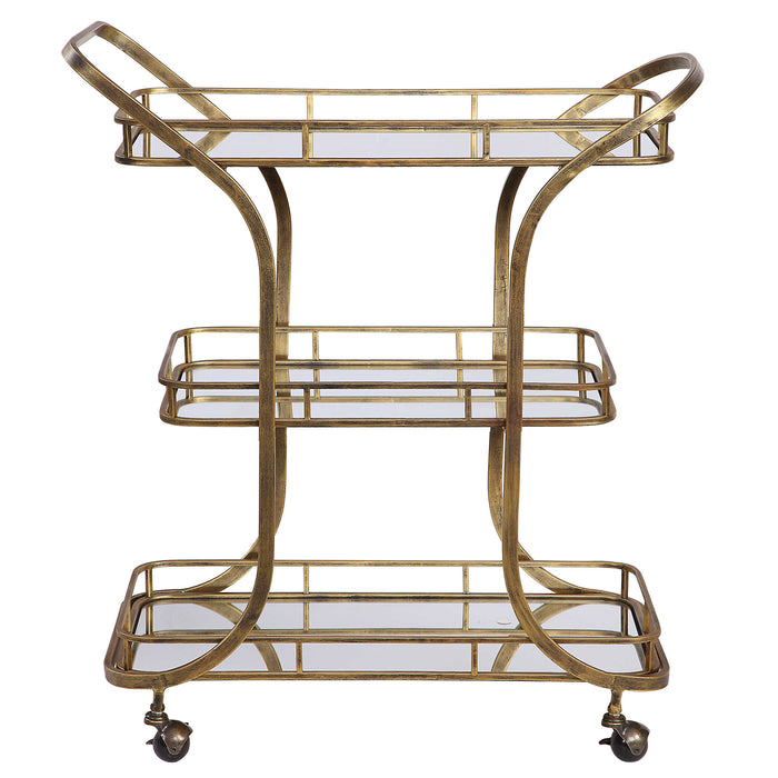 Stassi Serving Cart Antiqued Gold-Furniture-Uttermost-Lighting Design Store