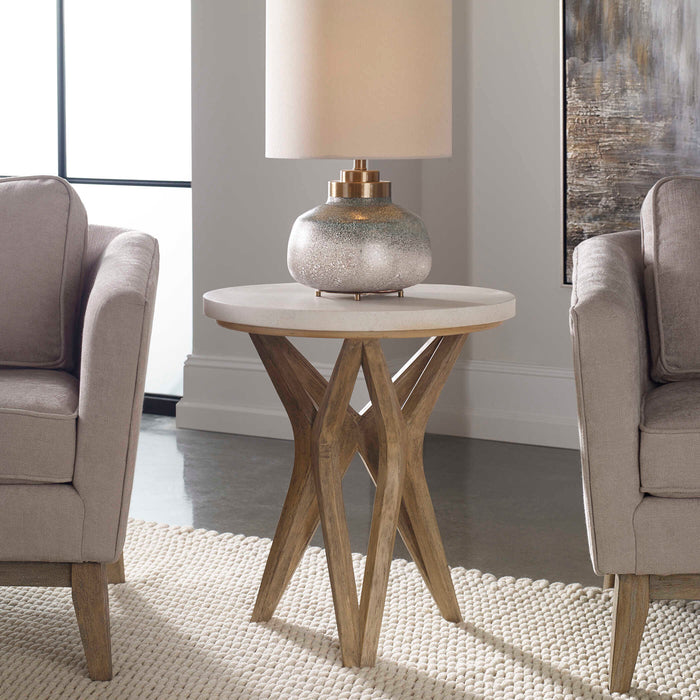 Marnie Accent Table Mixed Woods With An Natural Ivory-Furniture-Uttermost-Lighting Design Store