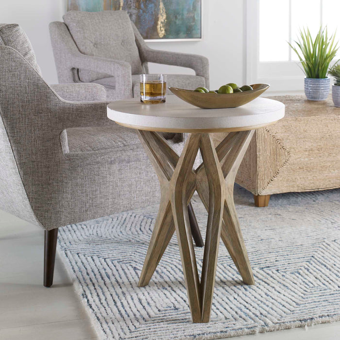 Marnie Accent Table Mixed Woods With An Natural Ivory-Furniture-Uttermost-Lighting Design Store